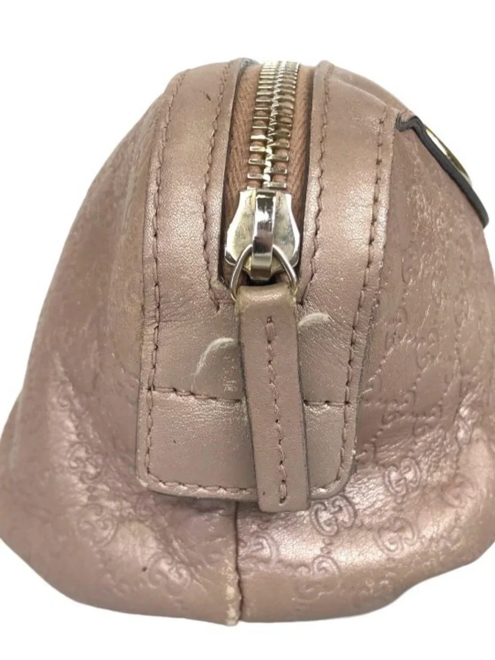 Gucci Metallic Rose Gold GG Embossed Cosmetic Pouch - Picture 3 of 8